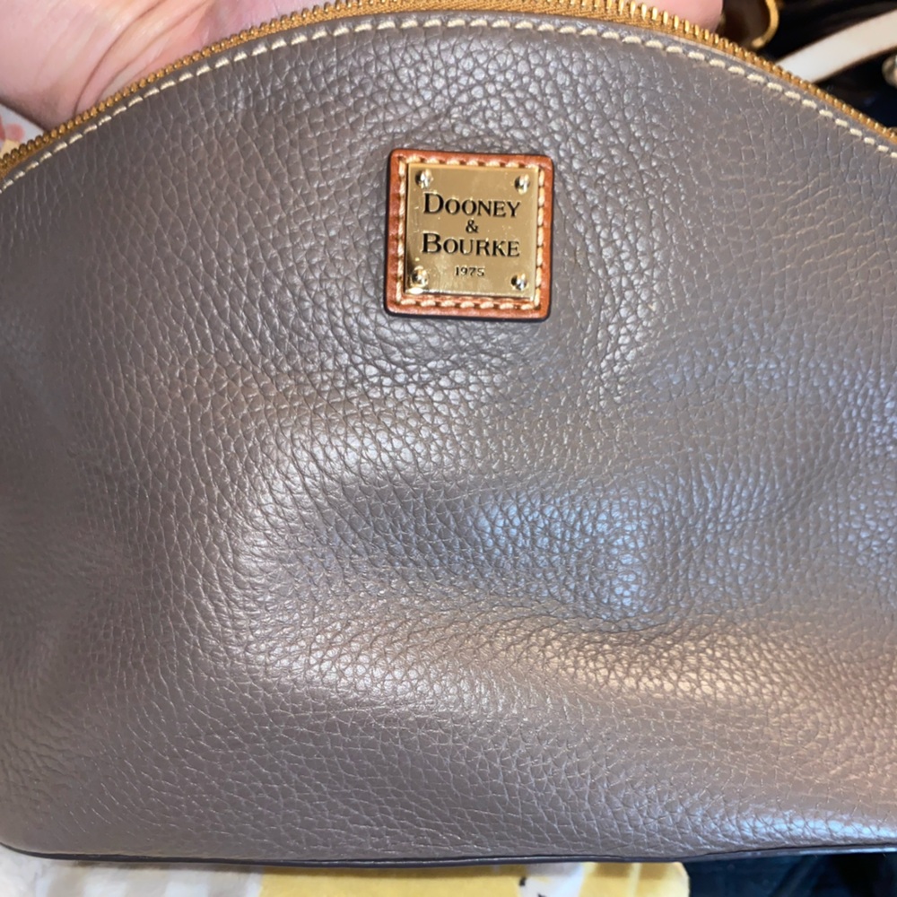 Dooney & Bourke Taupe Pebbled Leather Cosmetic Pouch